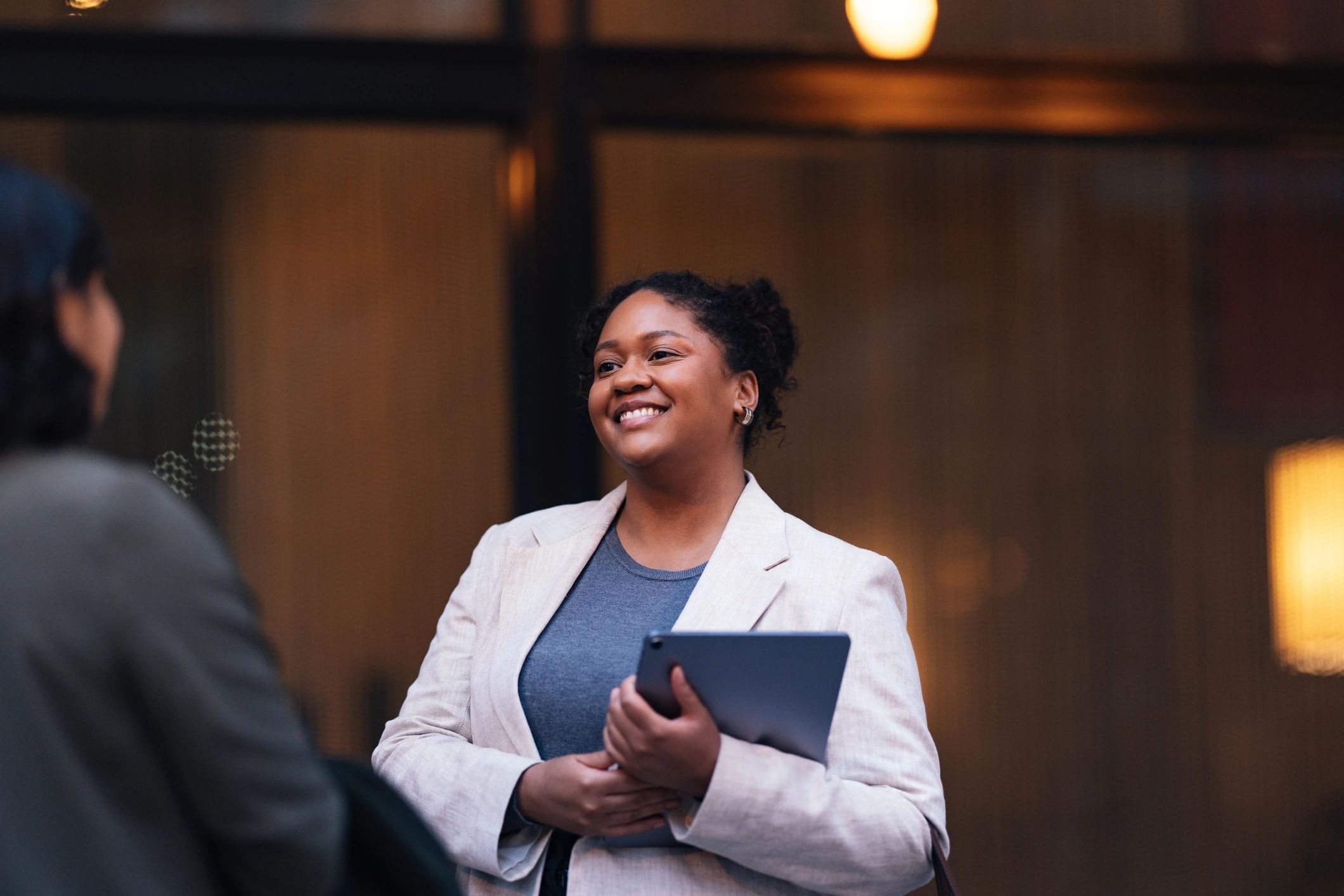 Confident professional representing progress and career development